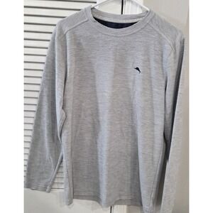 Tommy Bahama Mens Long Sleeve Crew Neck Gray Knit Pullover Sweater Size Small